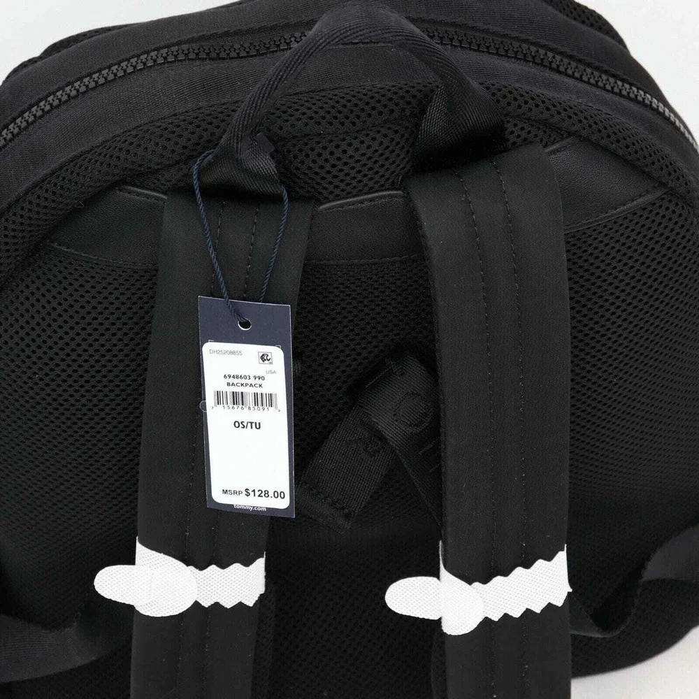 Tommy Hilfiger Mens‎ Black Mesh Logo Backpack Bag 6948603 990 NEW